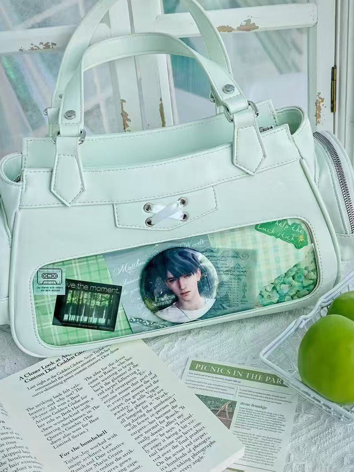Four Window Ita Shoulder Bag with Ribbon Detail
