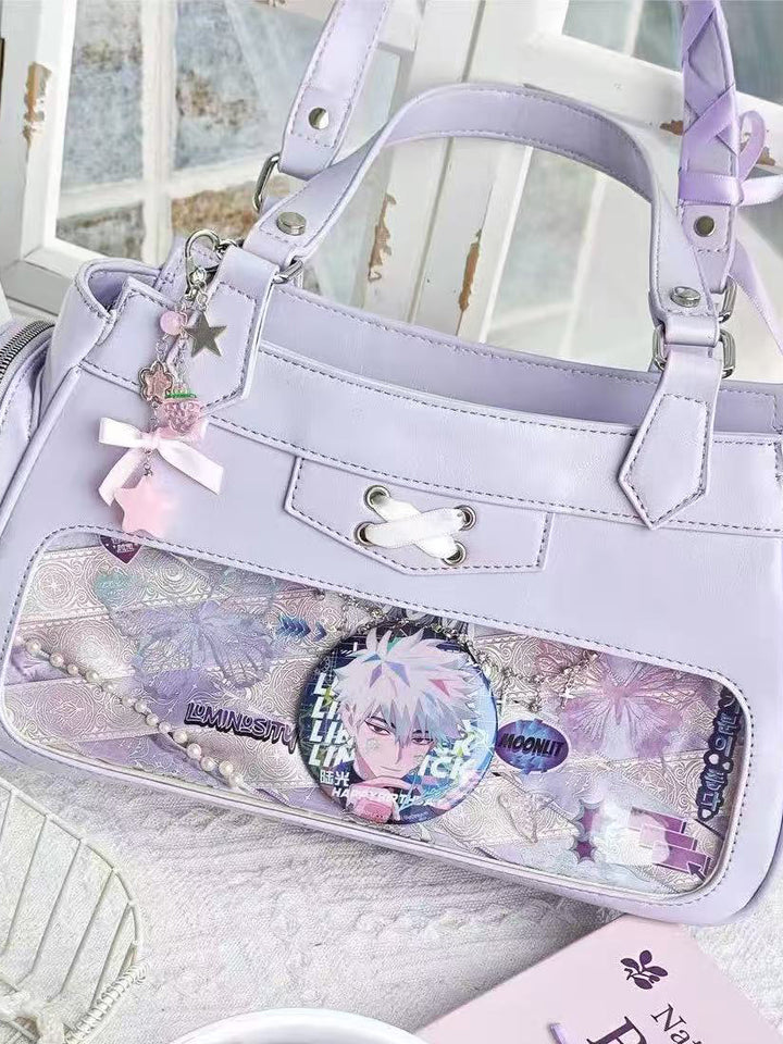 Four Window Ita Shoulder Bag with Ribbon Detail