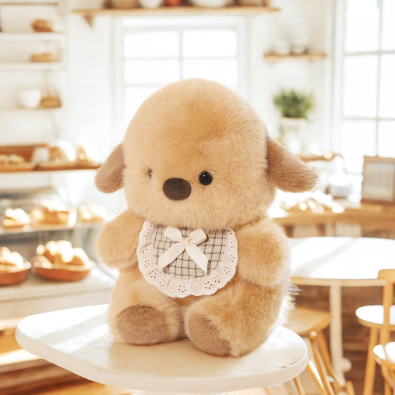 Plaid Bib Puppy Plush Toy