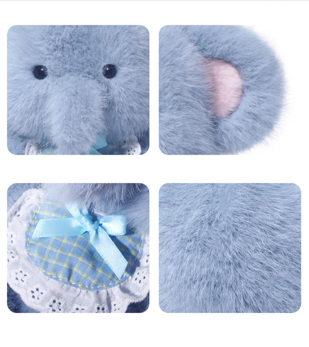Plaid Bow Elephant Plush Toy