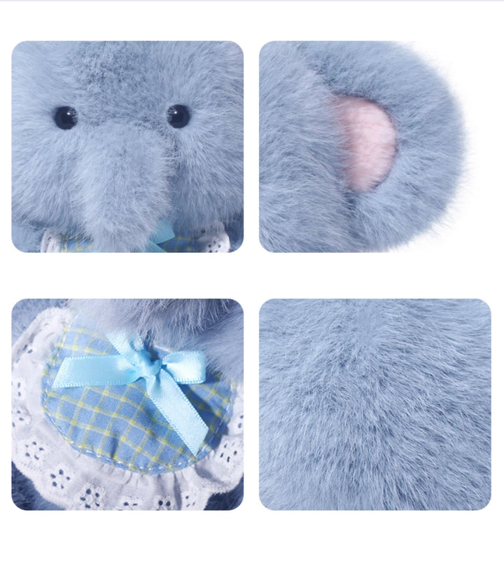Plaid Bow Elephant Plush Toy