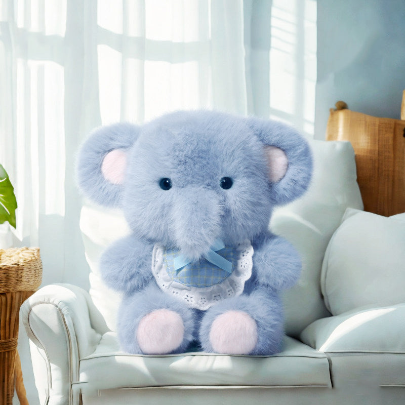 Plaid Bow Elephant Plush Toy
