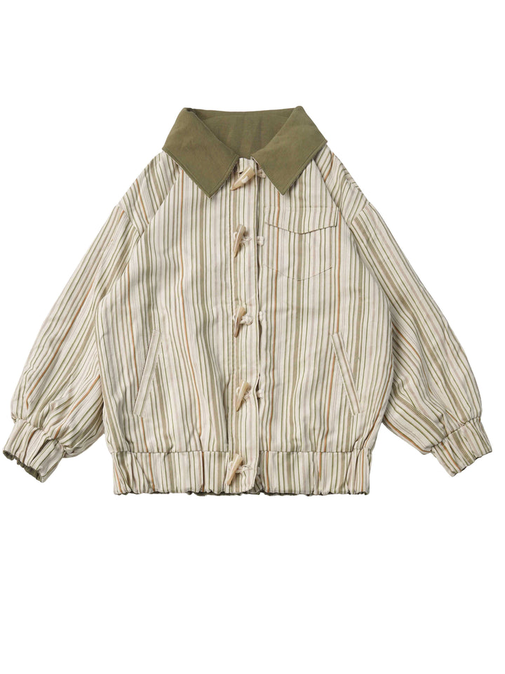Snowflake Stripe-Collar Zip Jacket