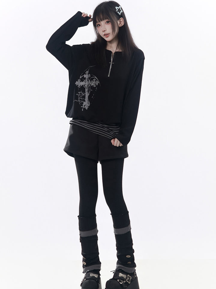 Star Buckle Foldover Waist Shorts