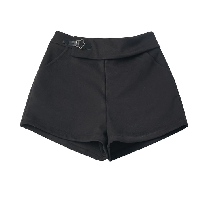 Star Buckle Foldover Waist Shorts