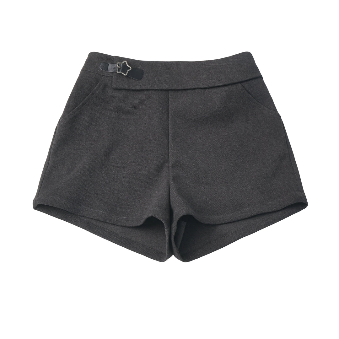 Star Buckle Foldover Waist Shorts