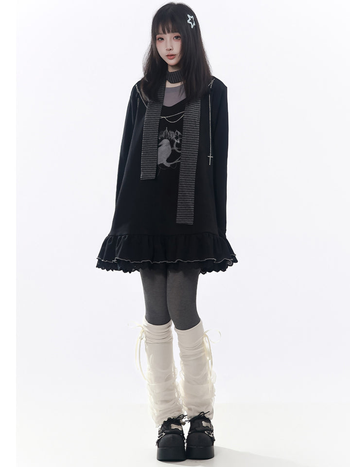 Gothic Raven Ruffle Mini Dress