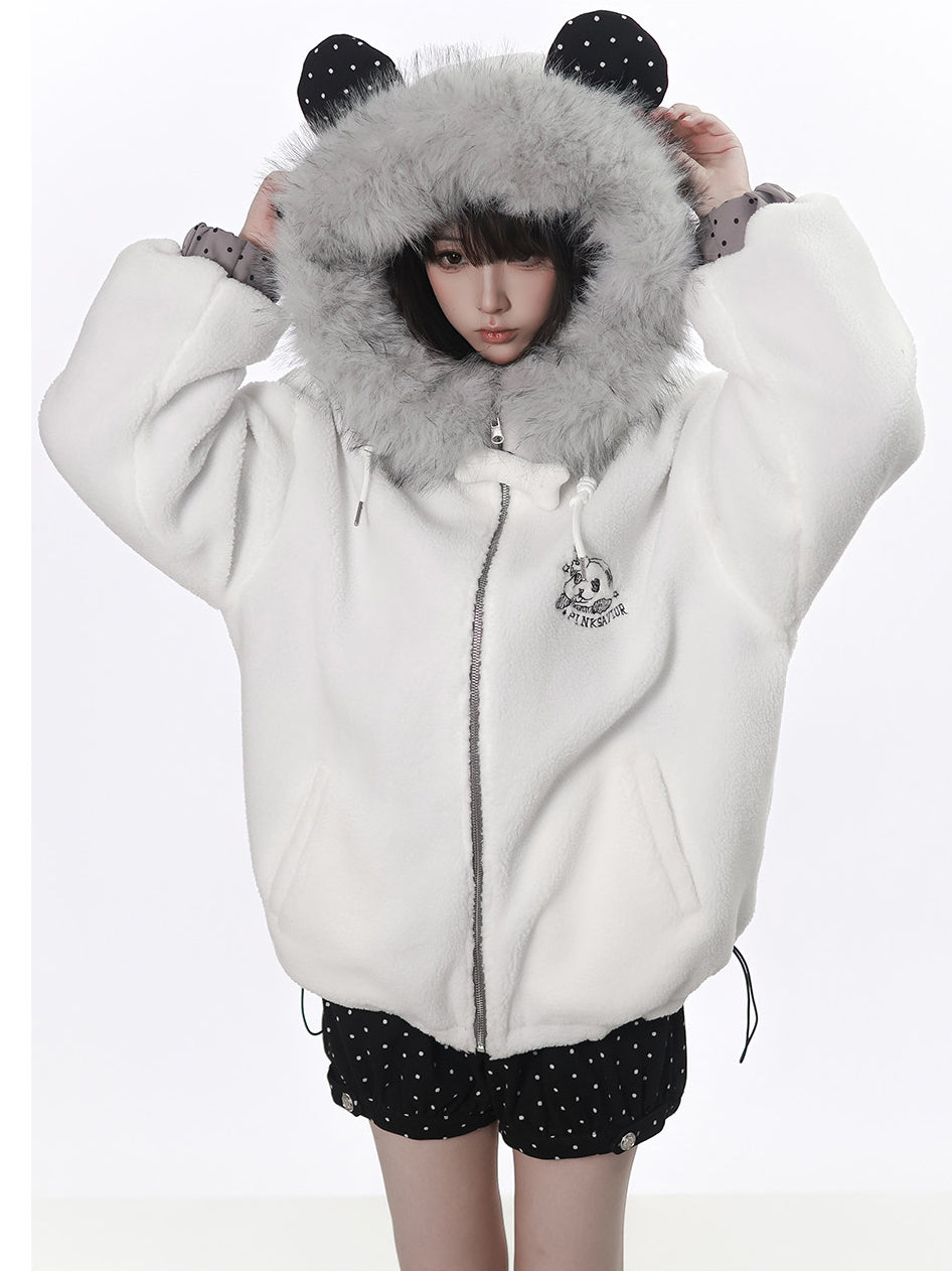 Reversible Polka Dot Plush Jacket