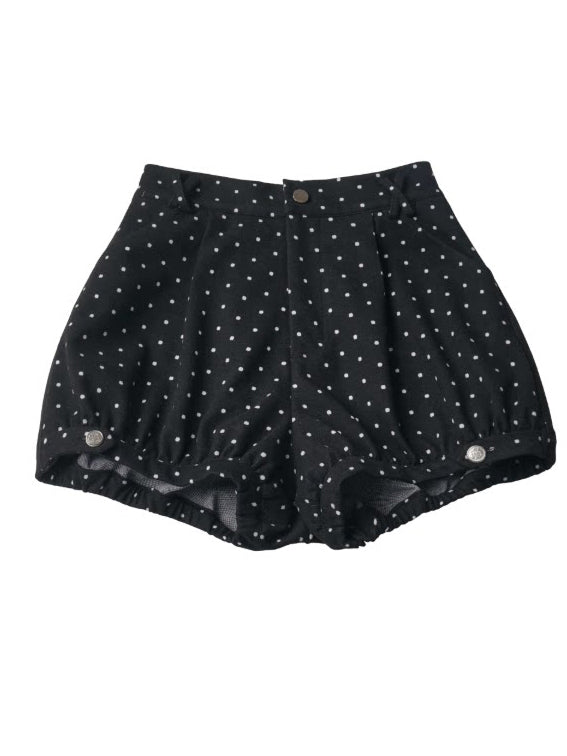 Polka Dot Button-Hem Bloomer Shorts