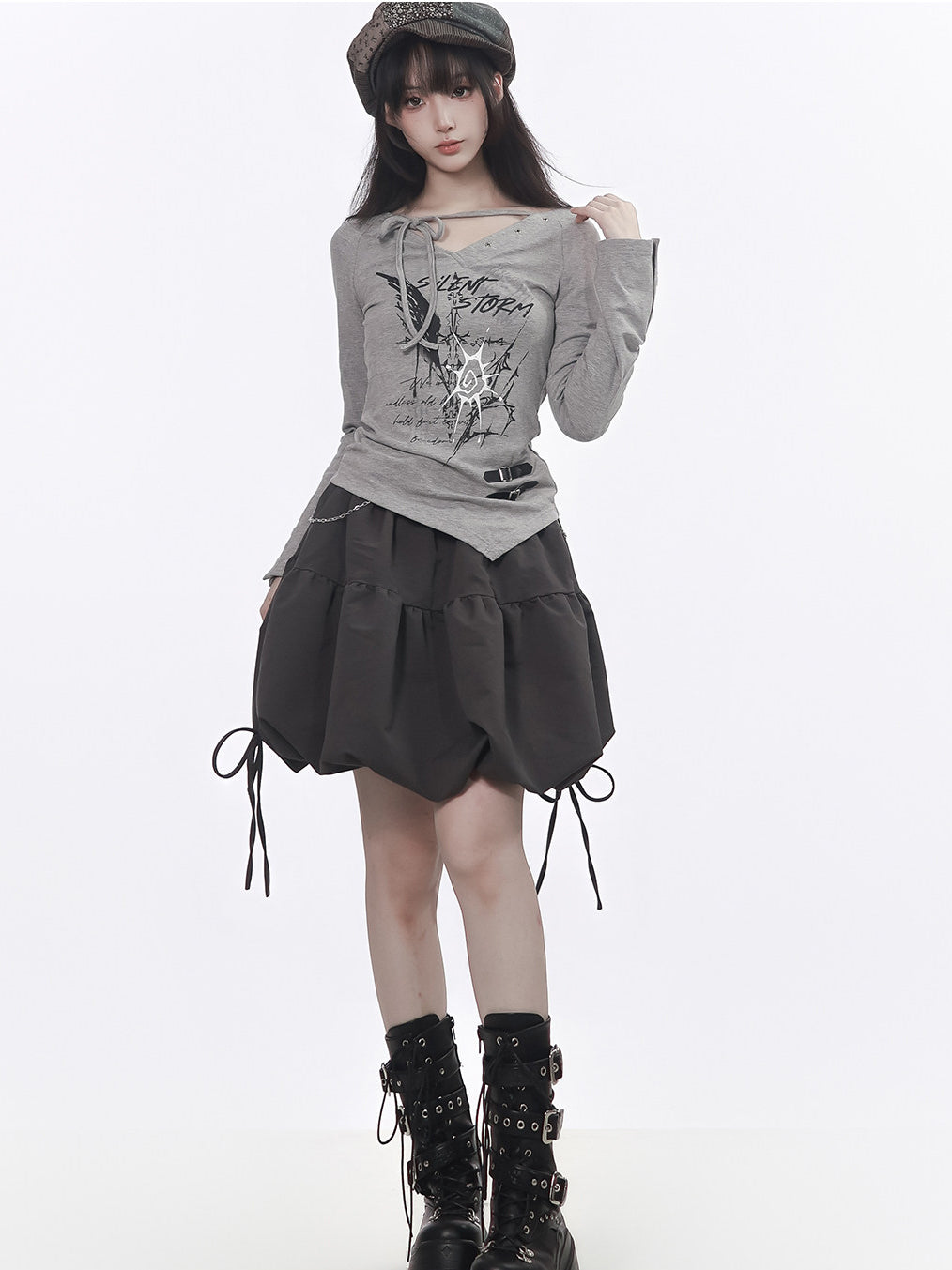 Y2K Asymmetric Graphic Top