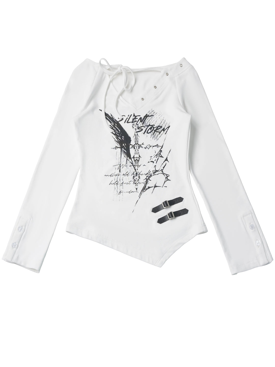 Y2K Asymmetric Graphic Top