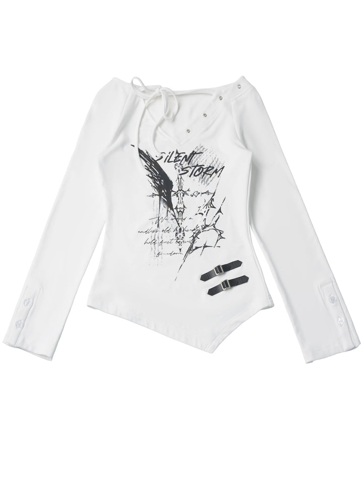 Y2K Asymmetric Graphic Top