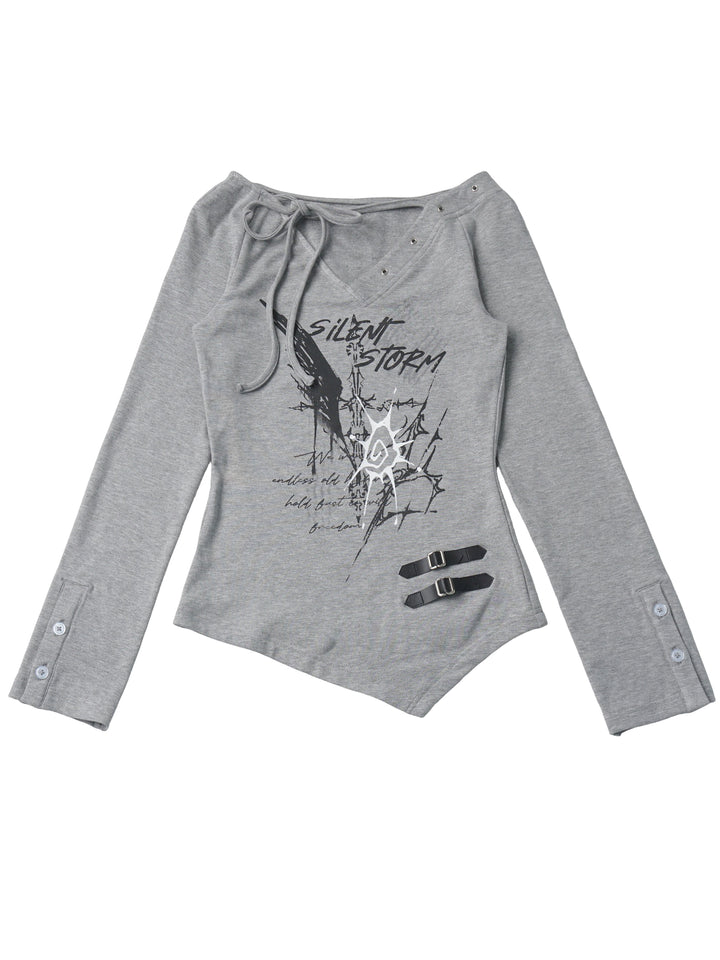 Y2K Asymmetric Graphic Top