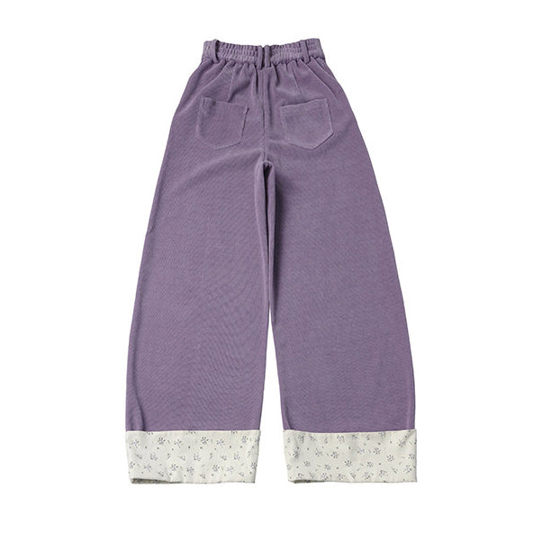 Purple Floral Cuff Wide Leg Pants
