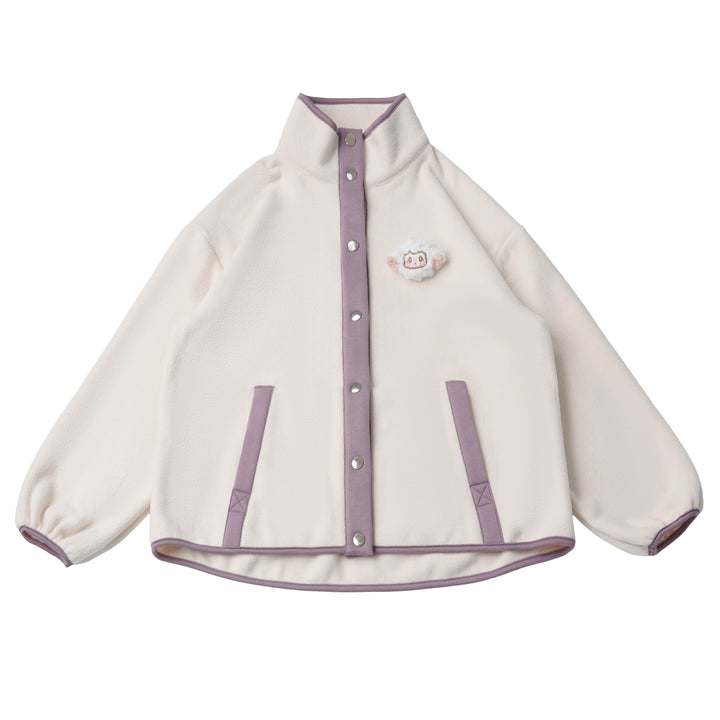 Lamb Patch Contrast-Trim Fleece Jacket