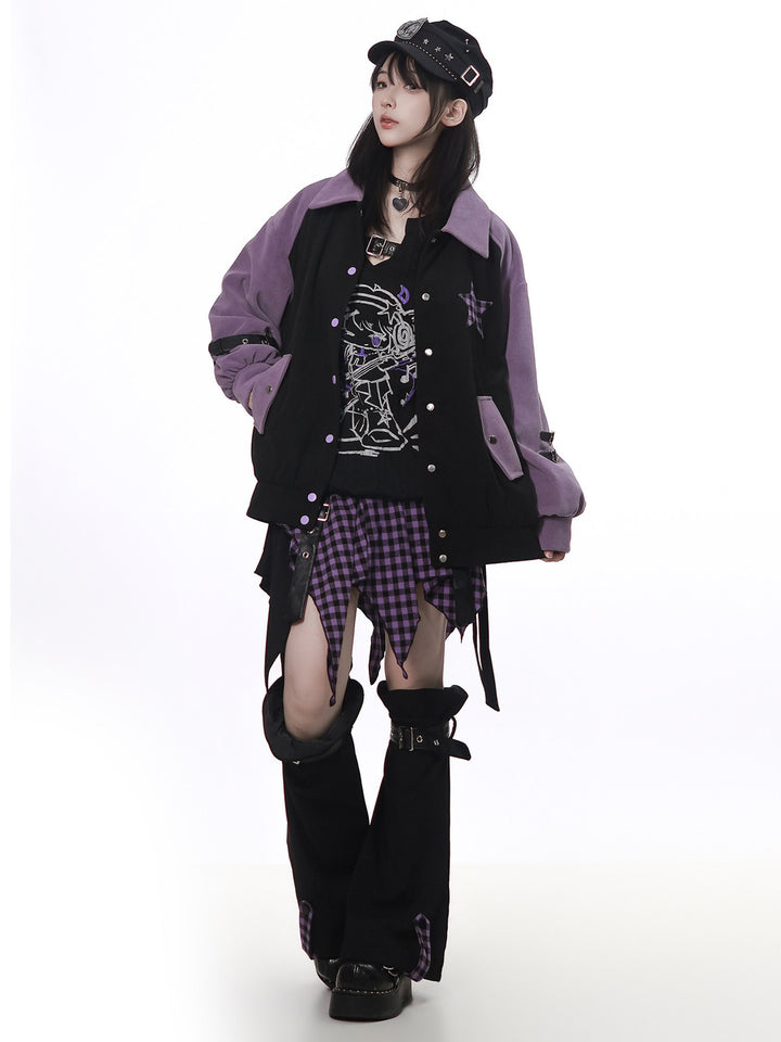 Gothic Guitar Graphic Cable Knit Sweater