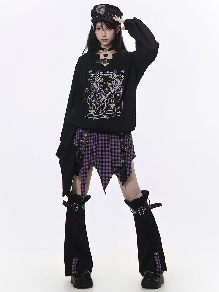 Gothic Plaid Handkerchief Mini Skirt