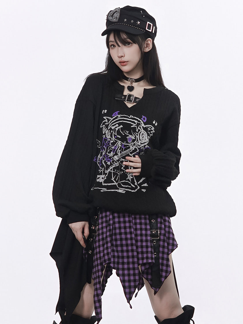 Gothic Plaid Handkerchief Mini Skirt