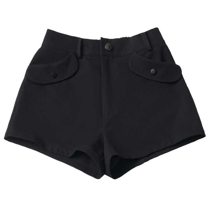 Black Flap Pocket Tailored Shorts