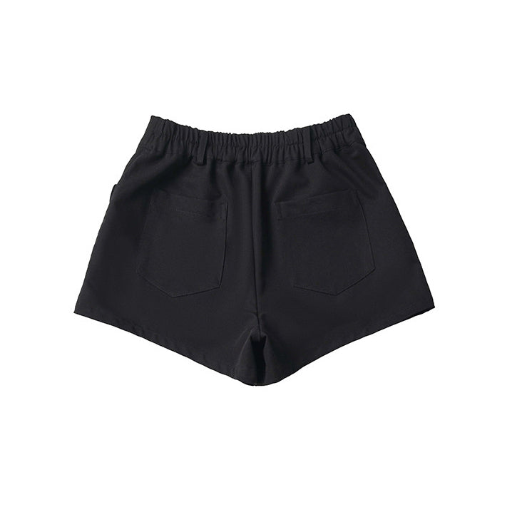 Black Flap Pocket Tailored Shorts