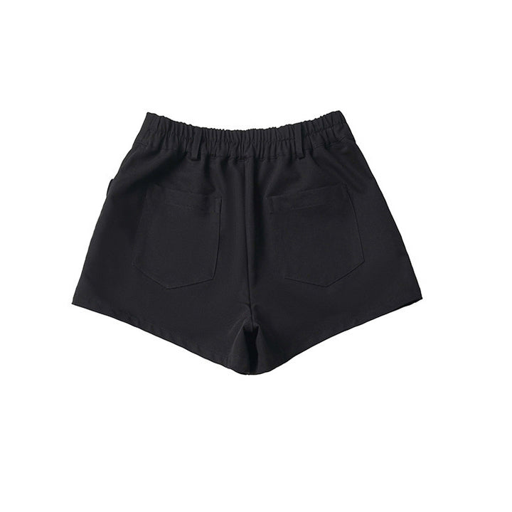 Black Flap Pocket Tailored Shorts