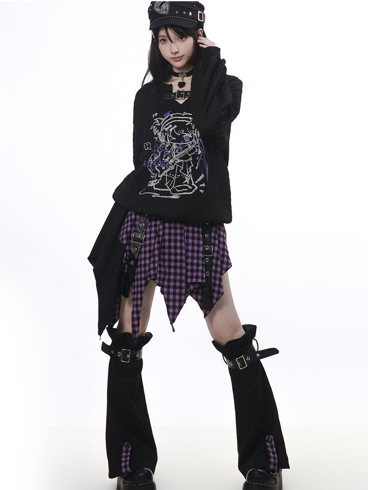 Gothic Plaid Buckle Leg Warmers