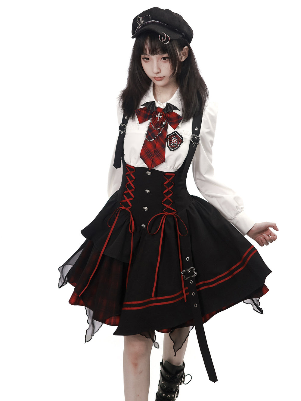 Gothic Lace-Up Suspender Dress