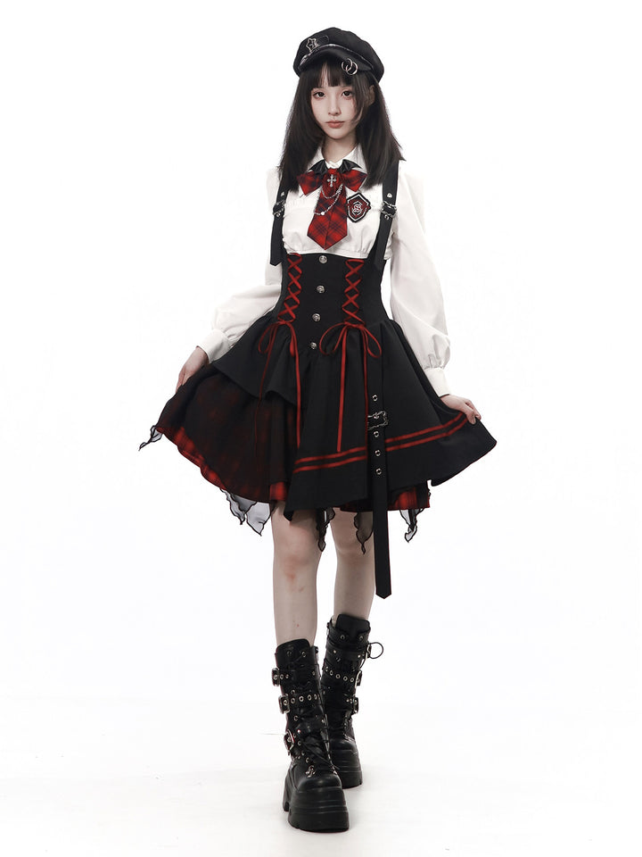 Gothic Lace-Up Suspender Dress