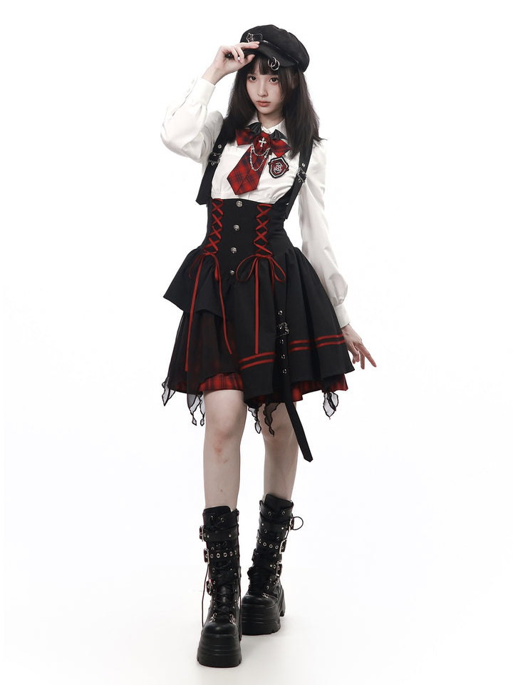 Gothic Lace-Up Suspender Dress