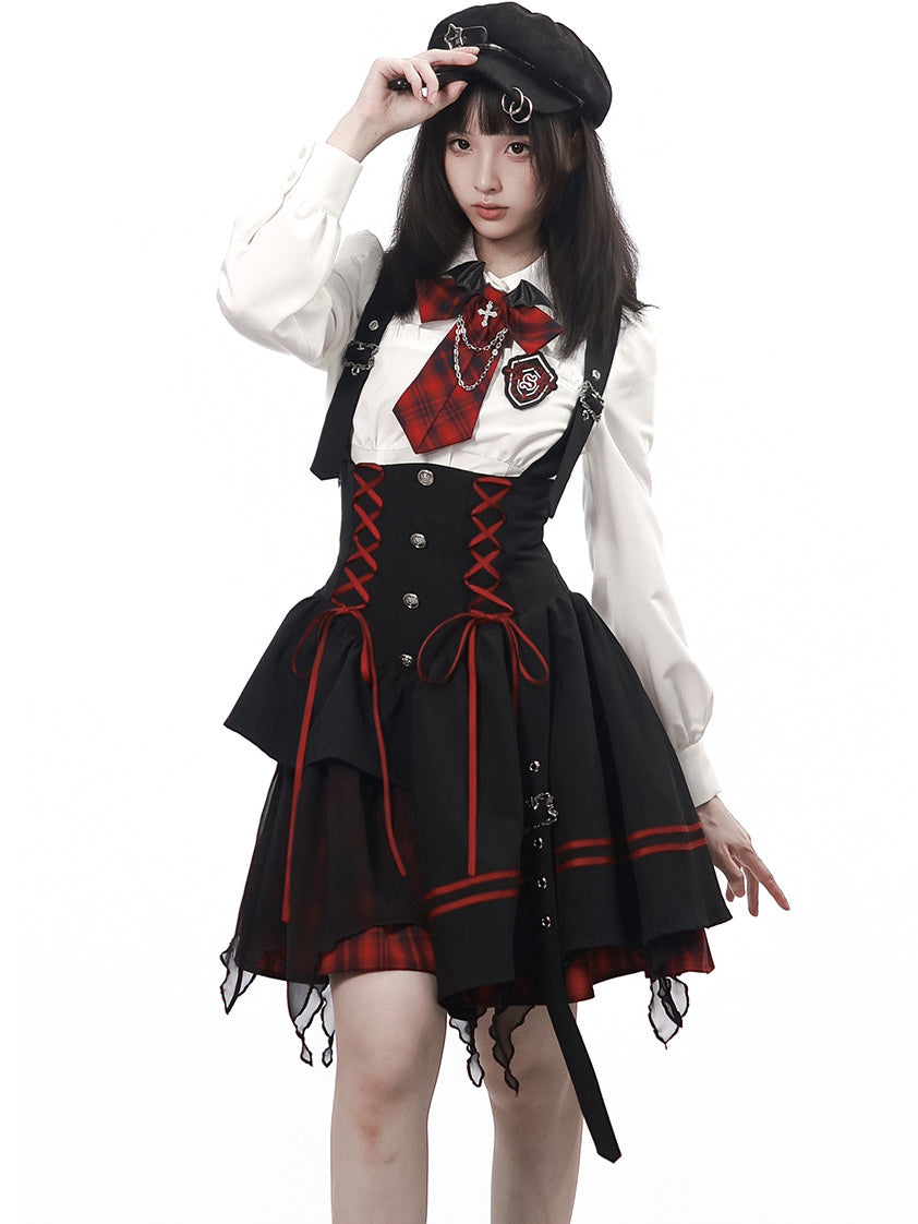 Gothic Lace-Up Suspender Dress