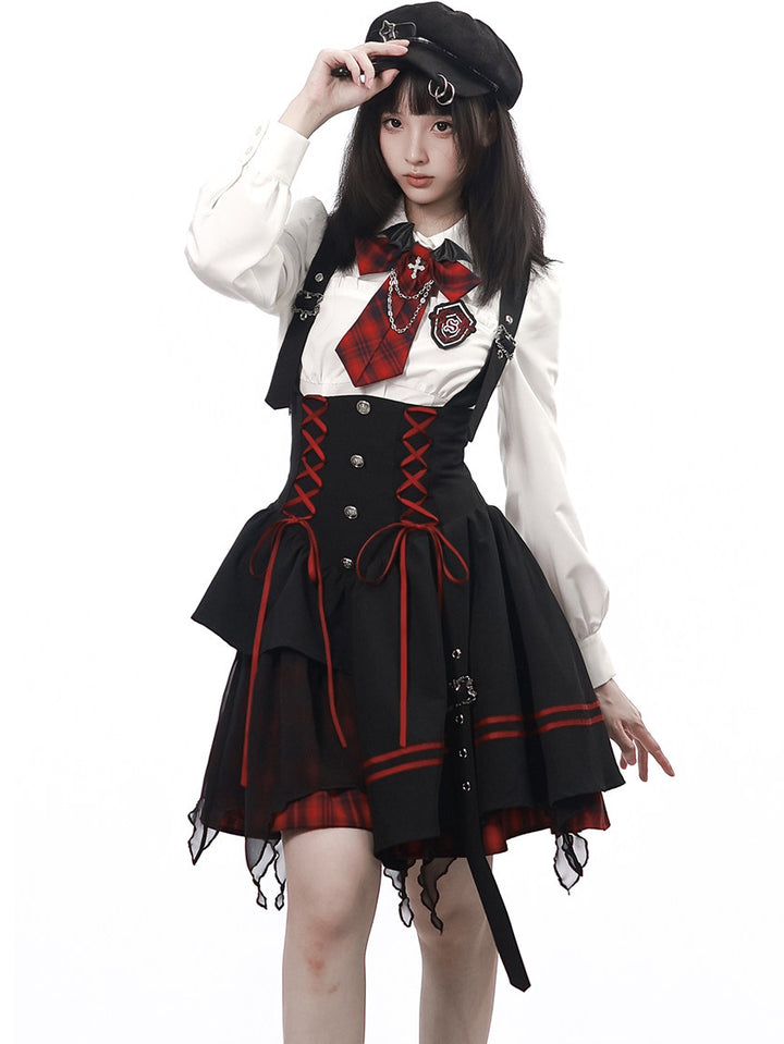 Gothic Lace-Up Suspender Dress
