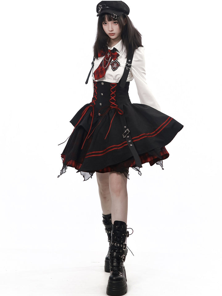 Gothic Lace-Up Suspender Dress