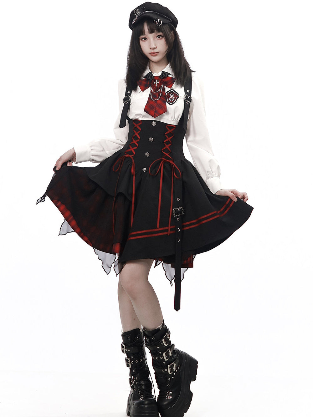 Gothic Lace-Up Suspender Dress