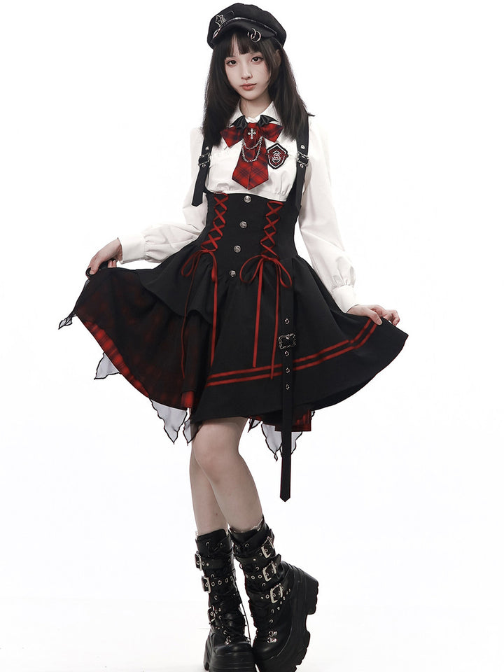 Gothic Lace-Up Suspender Dress