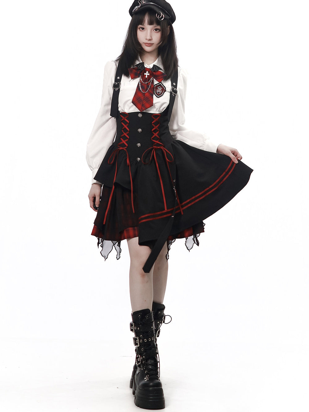 Gothic Lace-Up Suspender Dress