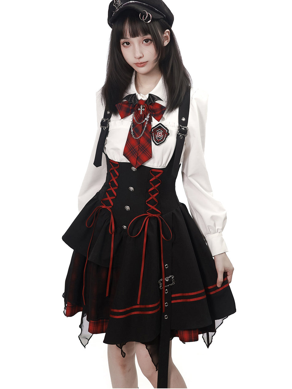 Gothic Lace-Up Suspender Dress