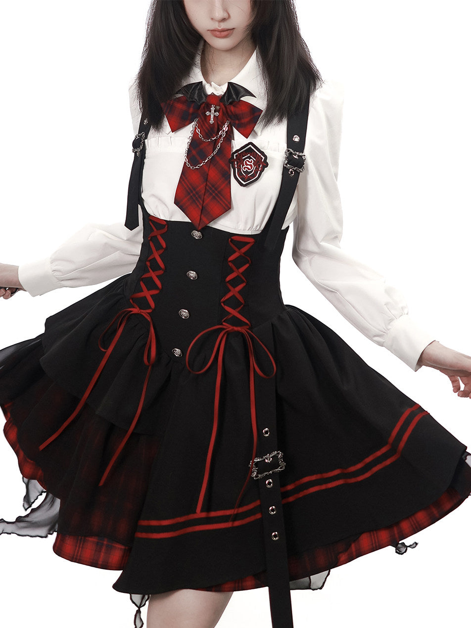 Gothic Lace-Up Suspender Dress