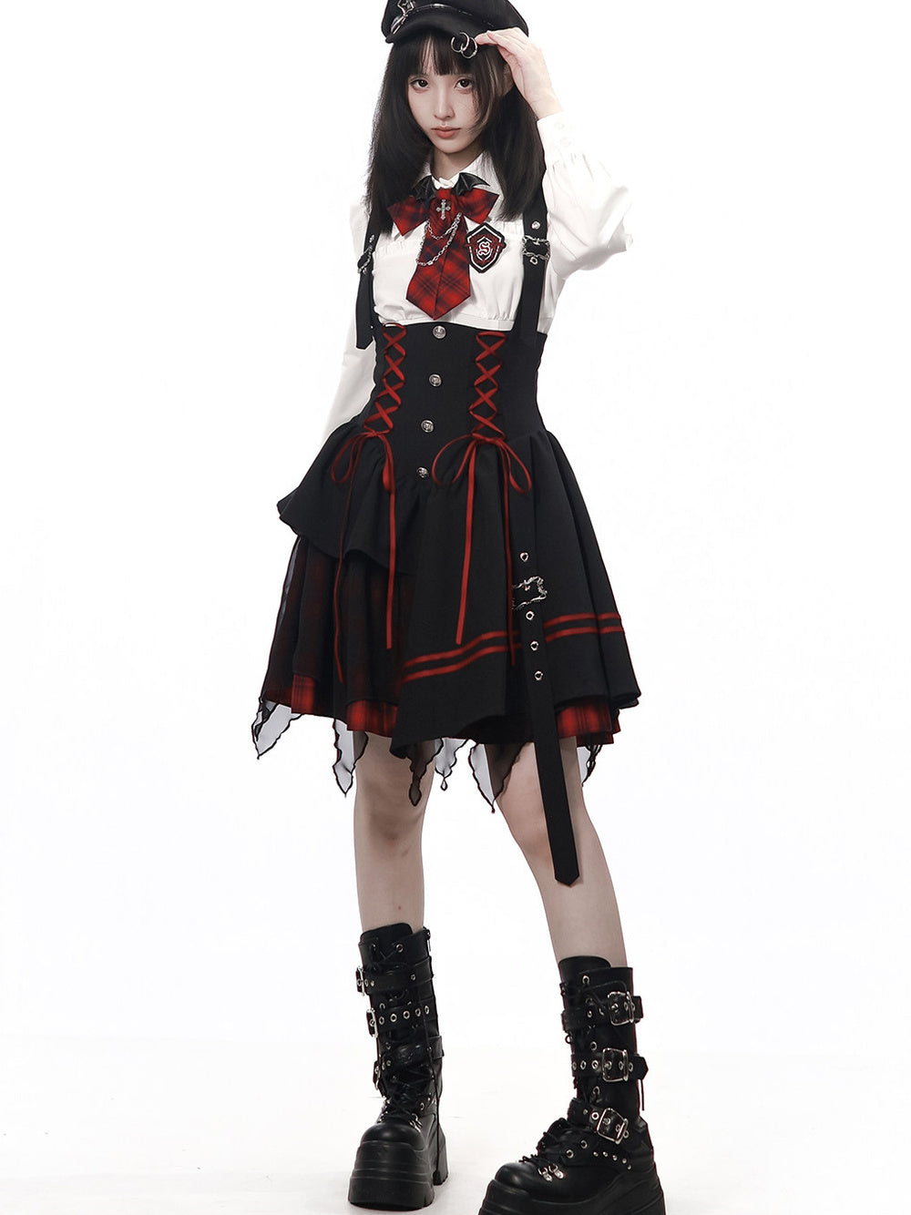 Gothic Lace-Up Suspender Dress
