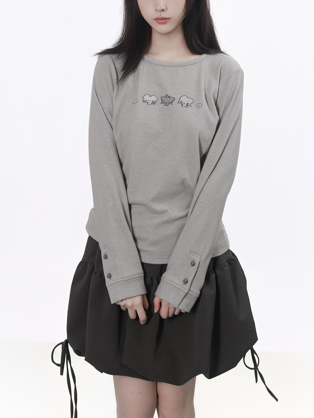 Kawaii Mouse Graphic Long Sleeve Top