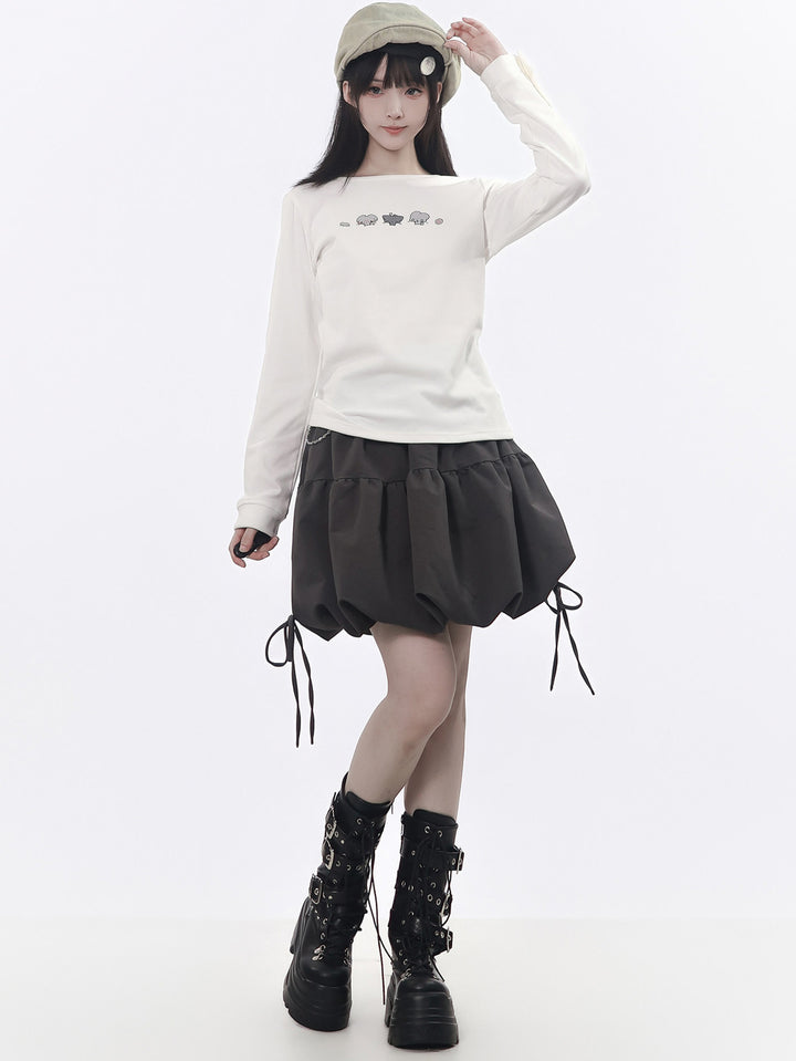 Kawaii Mouse Graphic Long Sleeve Top