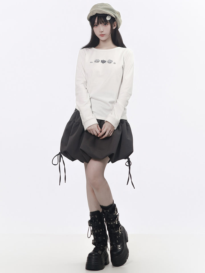 Kawaii Mouse Graphic Long Sleeve Top