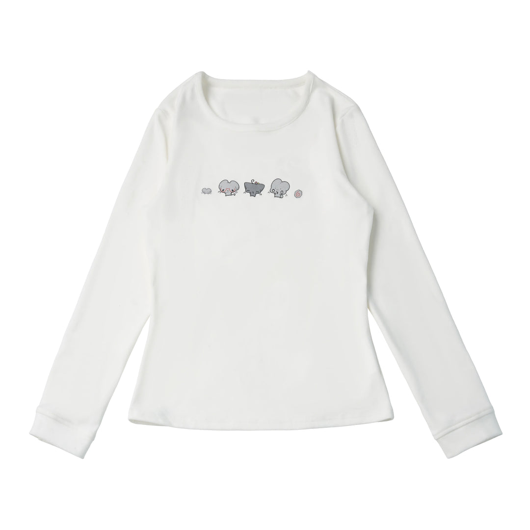 Kawaii Mouse Graphic Long Sleeve Top