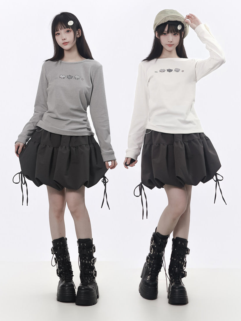 Kawaii Mouse Graphic Long Sleeve Top