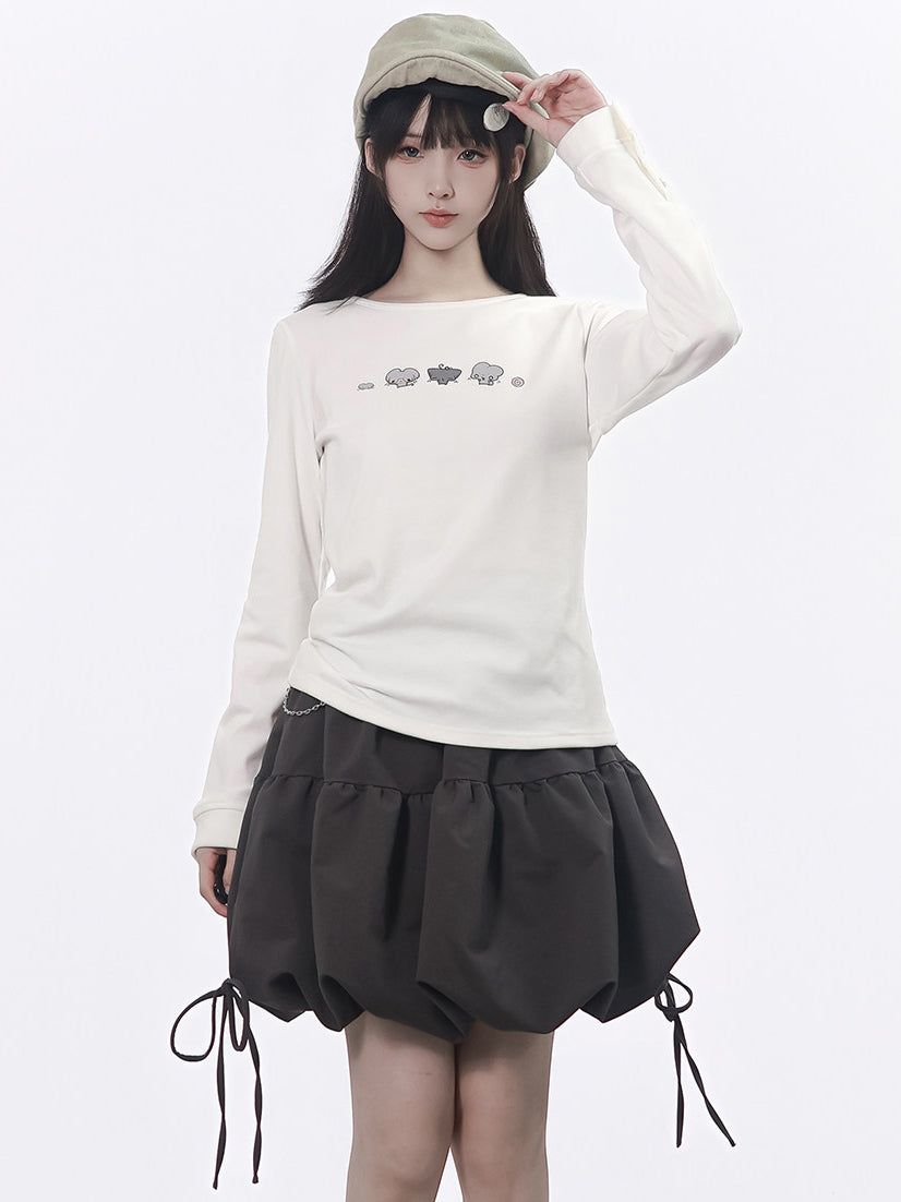 Kawaii Mouse Graphic Long Sleeve Top