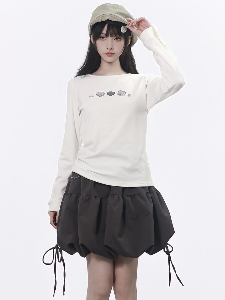 Kawaii Mouse Graphic Long Sleeve Top