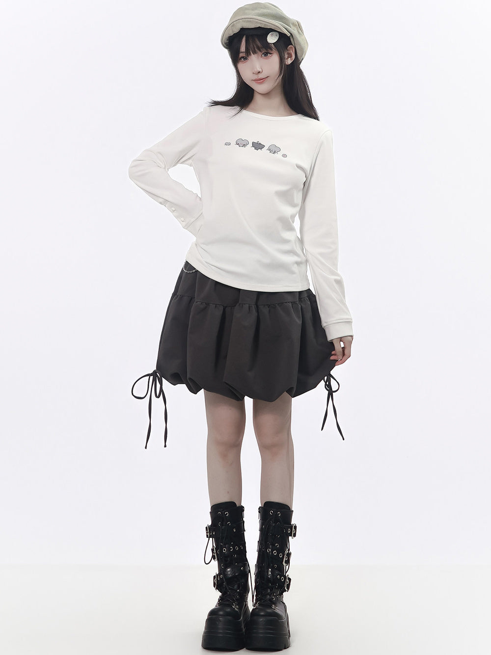 Kawaii Mouse Graphic Long Sleeve Top