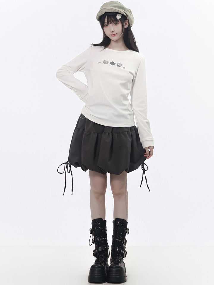 Kawaii Mouse Graphic Long Sleeve Top