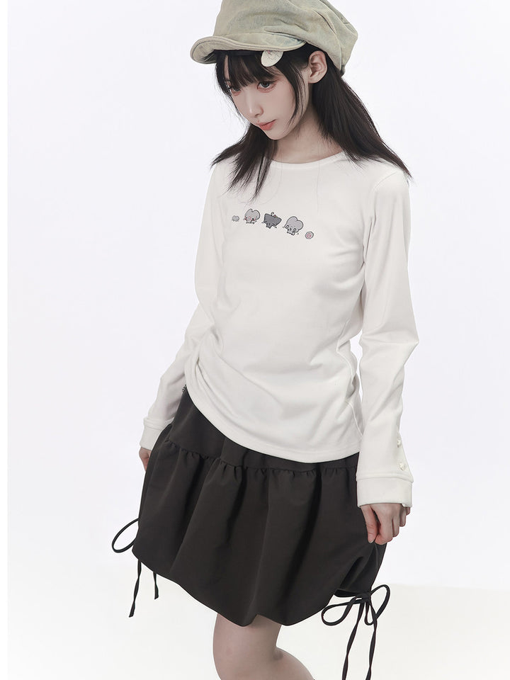 Kawaii Mouse Graphic Long Sleeve Top