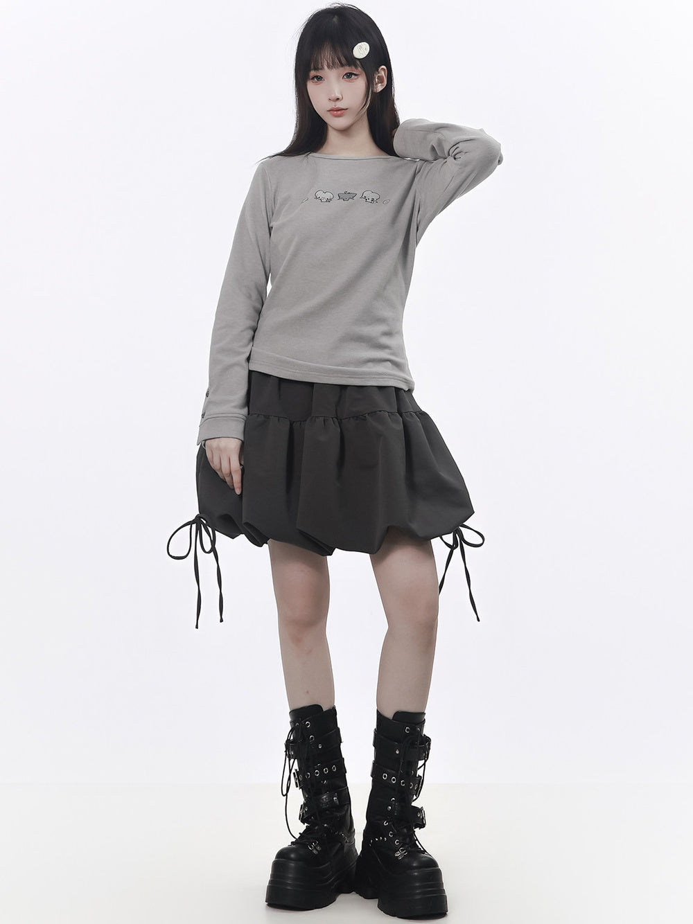 Kawaii Mouse Graphic Long Sleeve Top