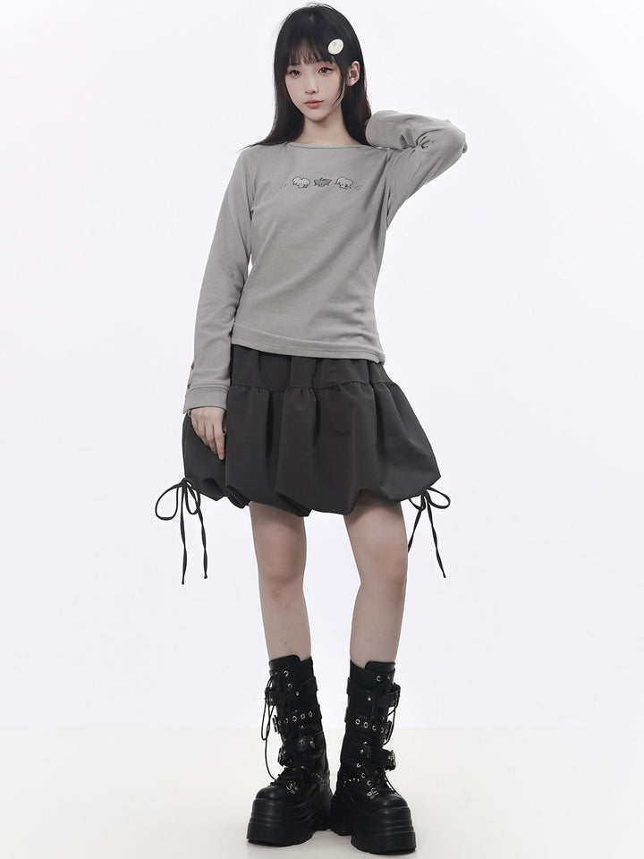 Kawaii Mouse Graphic Long Sleeve Top